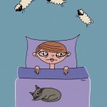 mujer con insomnio contando ovejas para dormir